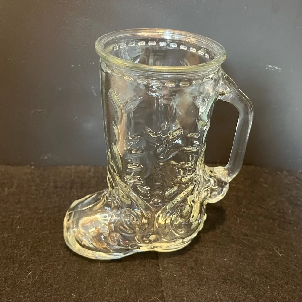 Vintage Clear Glass Cowboy Boot Mug 16 oz. Mexico
